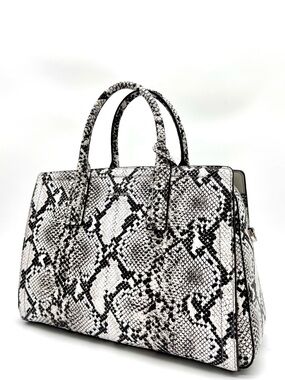 Michael Kors Laila Medium Snakeskin Leather Satchel Bag-Aluminum